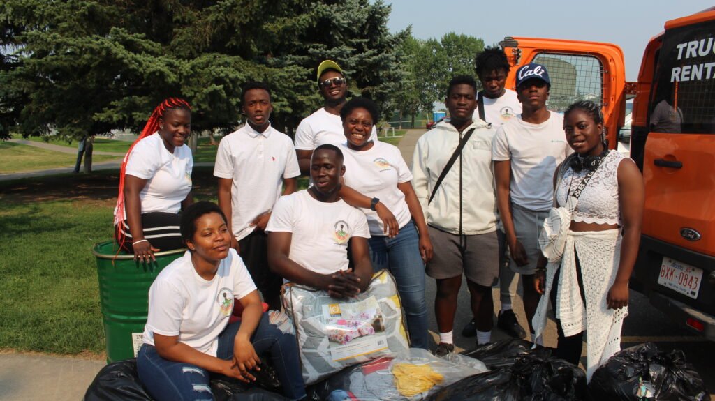 CYAC members at the Clothing Drive, Calgary, July 2021